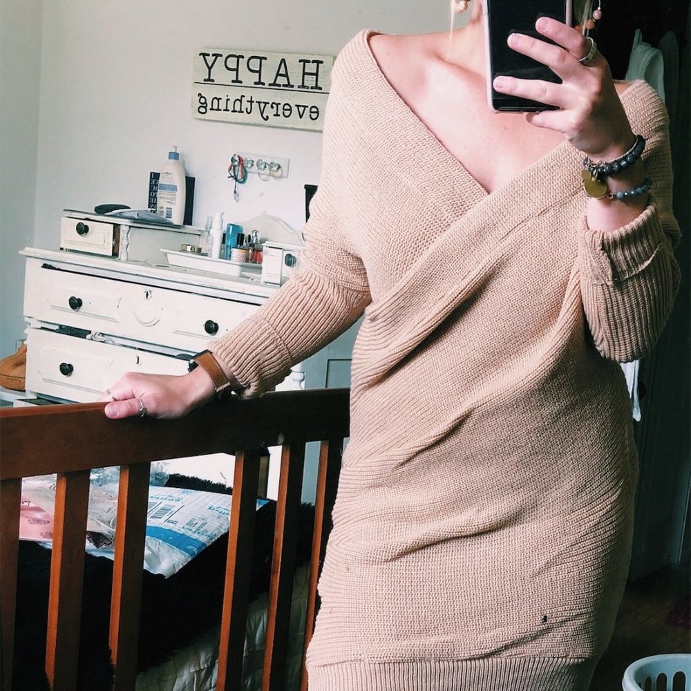 Off the Shoulder Sweater Bodycon Dress